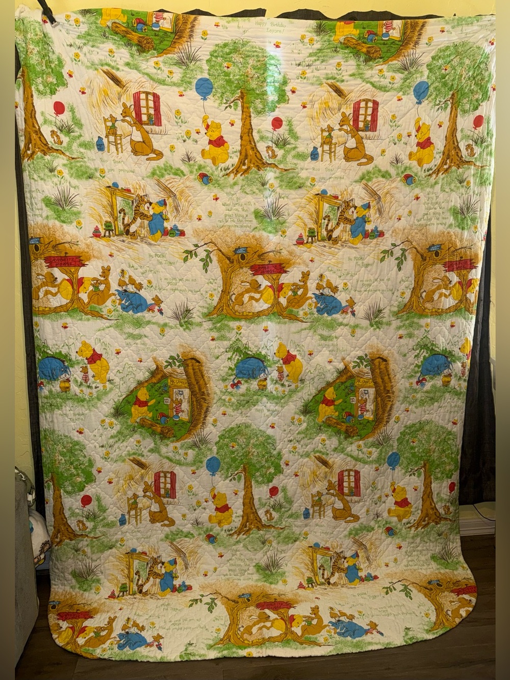 Vintage Full Size Winnie the Pooh Blanket Bedspread Sears Roebuck 75"x100"